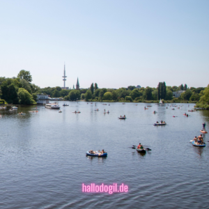 Im Sommer Boot fahren auf der Alster