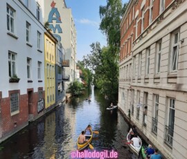 Hamburg Winterhude Tipp Kanu fahren und beim Cafe Canale Rast machen
